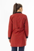 Spor Yaka Uzun Kol Kadın Personel Önlüğü Alpaka Kumaş Kırmızı Kareli (RNK105) - 8