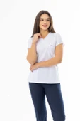 Gofre Likra Yarasa Kol Doktor Hemşire Tek Üst Forma  Beyaz (GFR3003) - 2
