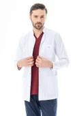 Hakim Yaka Uzun Boy Erkek Doktor Önlüğü Alpaka Kumaş Beyaz (BEO103) - 4