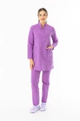 Terikoton Uzun Kol Doktor Hemşire Forması Alt Üst Takım Koyu Lila (TTST0009) - 1