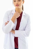 Spor Yaka Kulplu Kadın Doktor Önlüğü Alpaka Kumaş Ceket Boy (BKO005) thumbnail 6