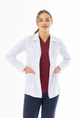 Spor Yaka Kulplu Kadın Doktor Önlüğü Alpaka Kumaş Ceket Boy (BKO005) thumbnail 3