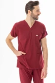 Likra Yarasa Kol Doktor Hemşire Forması Alt Üst Takım Bordo (LYRS1003) - 9