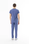 Likra Yarasa Kol Doktor Hemşire Forması Alt Üst Takım Kot Mavisi (LYRS1020) - 10