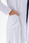 Spor Yaka Uzun Boy Kadın Doktor Önlüğü Alpaka Kumaş Beyaz (BKO007) - 6