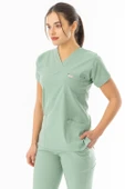 Likra Yarasa Kol Doktor Hemşire Forması Alt Üst Takım Küf Yeşili (LYRS1016) - 4