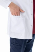 Hakim Yaka Uzun Boy Erkek Doktor Önlüğü Alpaka Kumaş Beyaz (BEO103) - 7