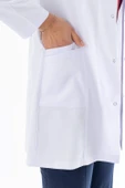 Hakim Yaka Orta Boy Kadın Doktor Önlüğü Alpaka Kumaş Beyaz (BKO002) - 8