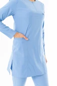 Likra Uzun Kol Doktor Hemşire Forması Alt Üst Takım Açık Mavi (LTST20019) - 8