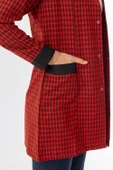 Spor Yaka Uzun Kol Kadın Personel Önlüğü Alpaka Kumaş Kırmızı Kareli (RNK105) - 5