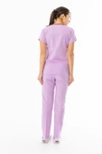 Terikoton Yarasa Kol Doktor Hemşire Forması Alt Üst Takım Lila (TYRS0008) - 5