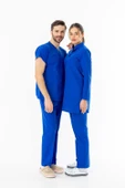 Terikoton Uzun Kol Doktor Hemşire Forması Alt Üst Takım Saks Mavisi (TTST00010) - 8