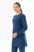 Likra Uzun Kol Doktor Hemşire Forması Alt Üst Takım Petrol Mavisi (LTST20006) - 8