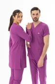 Likra Uzun Kol Doktor Hemşire Forması Alt Üst Takım Fuşya (LTST200015) - 9