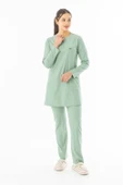 Likra Uzun Kol Doktor Hemşire Forması Alt Üst Takım Küf Yeşili (LTST20020) - 2