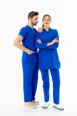 Terikoton Uzun Kol Doktor Hemşire Forması Alt Üst Takım Saks Mavisi (TTST00010) - 7