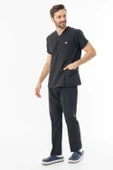 Terikoton Yarasa Kol Doktor Hemşire Forması Alt Üst Takım Siyah (TYRS0002) - 7