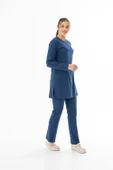 Likra Uzun Kol Doktor Hemşire Forması Alt Üst Takım Petrol Mavisi (LTST20006) - 3