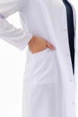 Hakim Yaka Uzun Boy Kadın Doktor Önlüğü Alpaka Kumaş Beyaz (BKO003) - 8