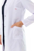 Hakim Yaka Uzun Boy Kadın Doktor Önlüğü Alpaka Kumaş Beyaz (BKO003) - 7