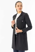 Spor Yaka Uzun Kol Kadın Personel Önlüğü Alpaka Kumaş Siyah (RNK102) - 3