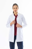 Hakim Yaka Orta Boy Kadın Doktor Önlüğü Alpaka Kumaş Beyaz (BKO002) - 7