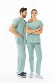 Terikoton Yarasa Kol Doktor Hemşire Forması Alt Üst Takım Küf Yeşili (TYRS0004) - 5
