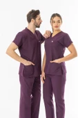 Terikoton Uzun Kol Doktor Hemşire Forması Alt Üst Takım Mürdüm (TTST0005) - 7