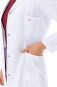 Spor Yaka Orta Boy Kadın Doktor Önlüğü Alpaka Kumaş Beyaz (BKO006) - 4