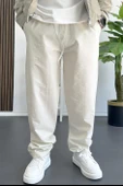Erkek Beli Lastikli Baggy Rahat Pantolon Krem Edw359 - 1
