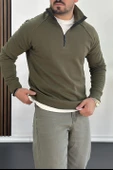 Erkek Yarım Fermuarlı Sweatshirt Yeşil Edw212 - 2