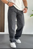 Erkek Baggy Kalıp Premium Düz Jean Pantolon Antrasit Edw182 - 1