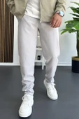 Erkek Beli Lastikli Gofre Kumaş Jogger Pantolon Gri Edw358 - 1