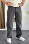 Erkek Baggy Kalıp Premium Düz Jean Pantolon Antrasit Edw182 - 3