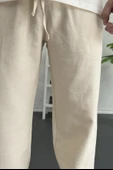 Erkek Beli Lastikli Baggy Kalıp Pantolon Krem Edw356 thumbnail 5