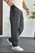 Erkek Baggy Kalıp Premium Düz Jean Pantolon Antrasit Edw182 - 2