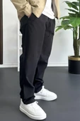 Erkek Beli Lastikli Baggy Rahat Pantolon Siyah Edw359 - 3