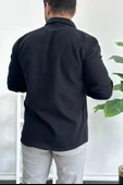Erkek Krinkıl Kumaş Gömlek Siyah Edw362 - 3