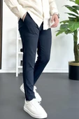 Erkek Beli Düğmeli Pamuklu Dar Kalıp Pantolon Lacivert Edw364 thumbnail 2