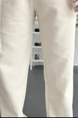 Erkek Beli Düğmeli Baggy Kalıp Pileli Pantolon Krem Edw357 - 5