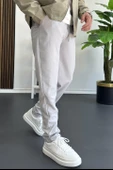 Erkek Beli Lastikli Gofre Kumaş Jogger Pantolon Gri Edw358 - 3