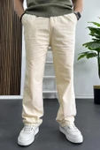 Erkek Rahat Kalıp Keten Pantolon Krem Edw266 thumbnail 2