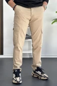 Erkek Yan Cepli Kargo Pantolon Krem Edw184 thumbnail 3