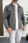 Erkek Slim Fit Cepli Nubuk Ceket Füme Edw081 - 1
