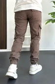 Erkek Paçası Lastikli Kargo Cepli Pantolon Koyu Kahverengi Edw353 thumbnail 4