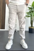 Erkek Paçası Lastikli Kargo Cepli Pantolon Taş Rengi Edw353 thumbnail 3