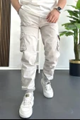Erkek Paçası Lastikli Kargo Cepli Pantolon Taş Rengi Edw353 thumbnail 1