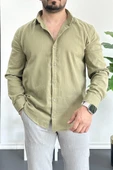 Erkek Krinkıl Kumaş Gömlek Yeşil Edw362 - 1