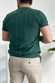 Erkek Bisiklet Yaka Desenli Tişört Yeşil Edw260 - 3