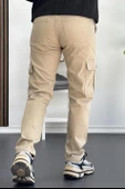 Erkek Yan Cepli Kargo Pantolon Krem Edw184 thumbnail 4